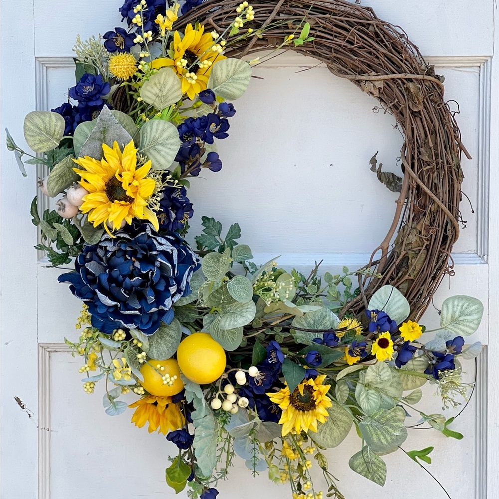 New Spring or Summer grapevine wreath